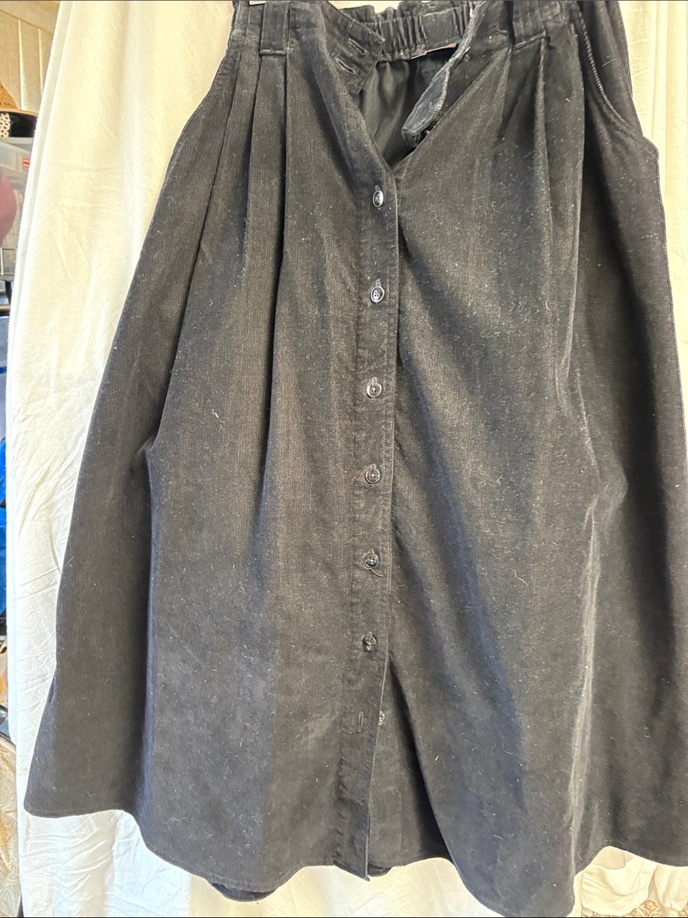 Liz sports  Black Button-Front A-Line Corduroy Skirt